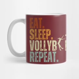 Eat Sleep Volleyball Repeat Kids Adult Women Retro Vintage Mug